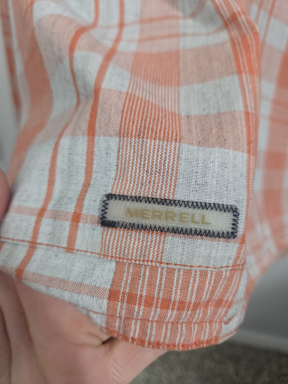 Merrell Orange and White Plaid Zip Jacket - Picture 7 of 8
